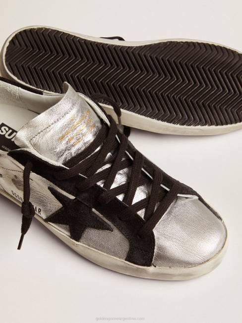 Golden Goose mujer zapatillas super-star de piel plateada 684695