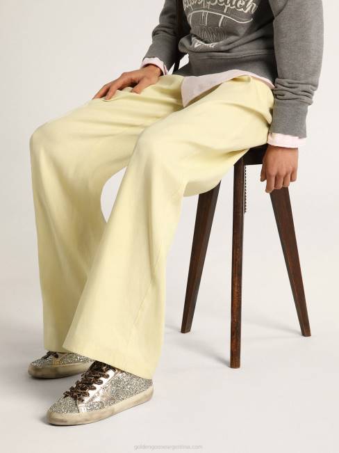 Golden Goose mujer zapatillas super-star de purpurina color platino con estrella y refuerzo en el talón de piel laminada tono sobre tono 6846286