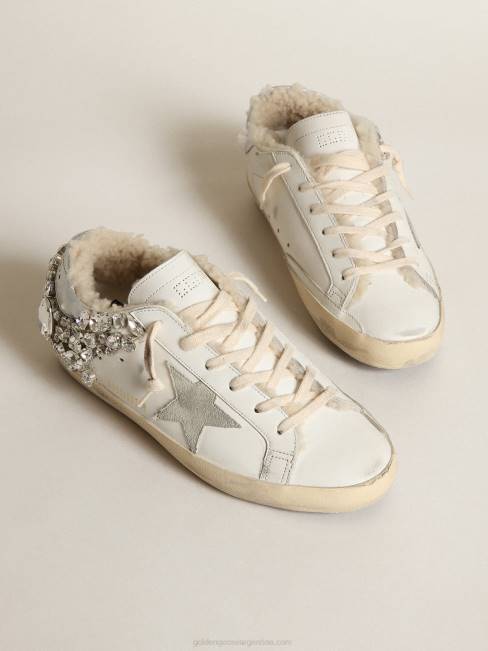 Golden Goose mujer zapatillas superestrella con forro de borrego y cristales decorativos 6846189