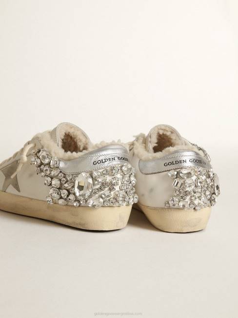 Golden Goose mujer zapatillas superestrella con forro de borrego y cristales decorativos 6846189