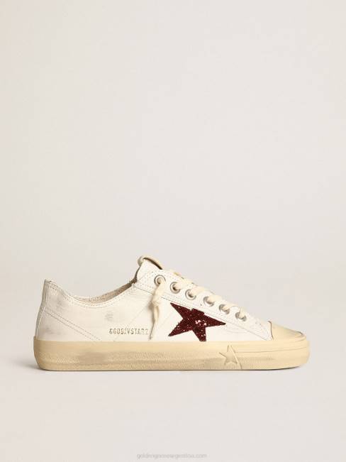 Golden Goose mujer Zapatillas deportivas v-star de napa blanca con estrella roja brillante 684643