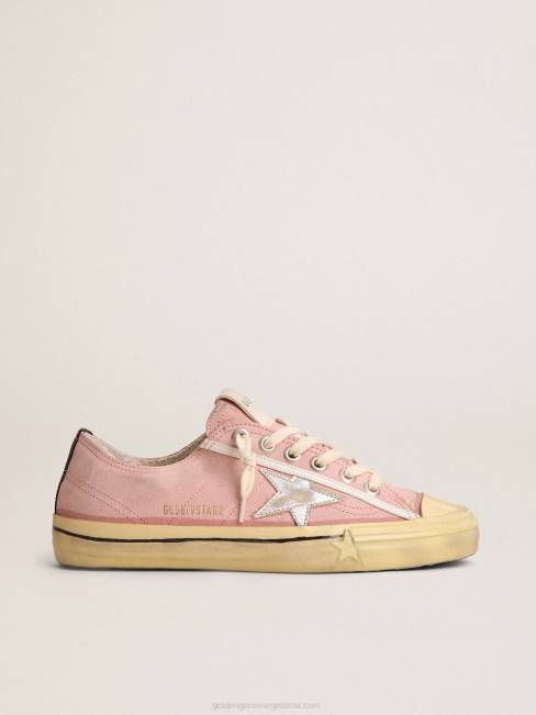 Golden Goose mujer Zapatillas deportivas v-star ltd de ante rosa bebé con estrella de piel plateada metalizada 6846129