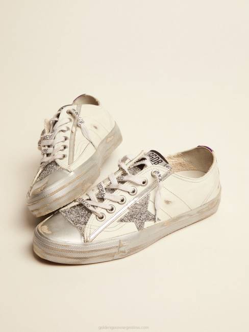Golden Goose mujer Zapatillas deportivas v-star ltd de piel blanca y cristales de swarovski 684690