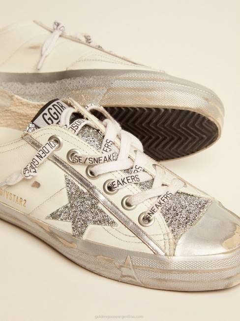 Golden Goose mujer Zapatillas deportivas v-star ltd de piel blanca y cristales de swarovski 684690