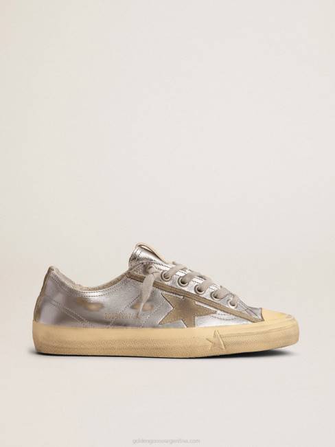 Golden Goose mujer Zapatillas deportivas v-star ltd de piel plateada metalizada con estrella de ante gris hielo 6846134