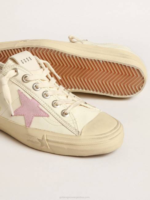 Golden Goose mujer v-star de napa beige con estrella de ante rosa antiguo 6846169