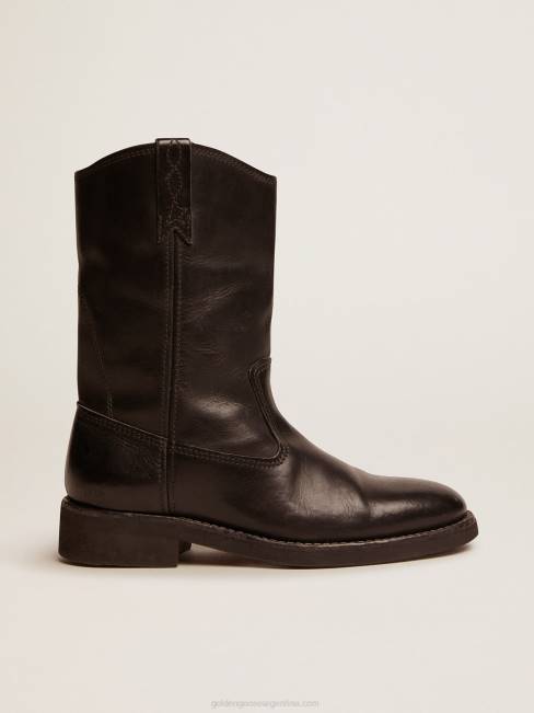 Golden Goose mujer botas moteras en piel negra 6846428