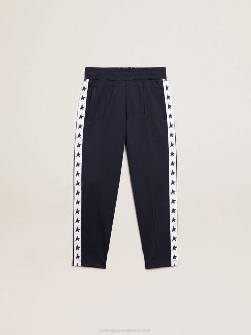 Golden Goose niños Joggers azul oscuro con franja blanca y estrellas a contraste 6846912