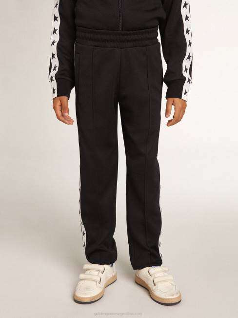 Golden Goose niños Joggers azul oscuro con franja blanca y estrellas a contraste 6846912