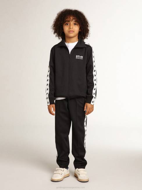 Golden Goose niños Joggers azul oscuro con franja blanca y estrellas a contraste 6846912