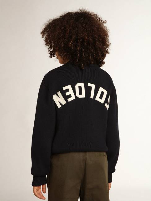 Golden Goose niños jersey de cuello redondo de algodón azul oscuro 6846897