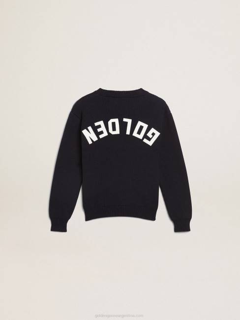 Golden Goose niños jersey de cuello redondo de algodón azul oscuro 6846897
