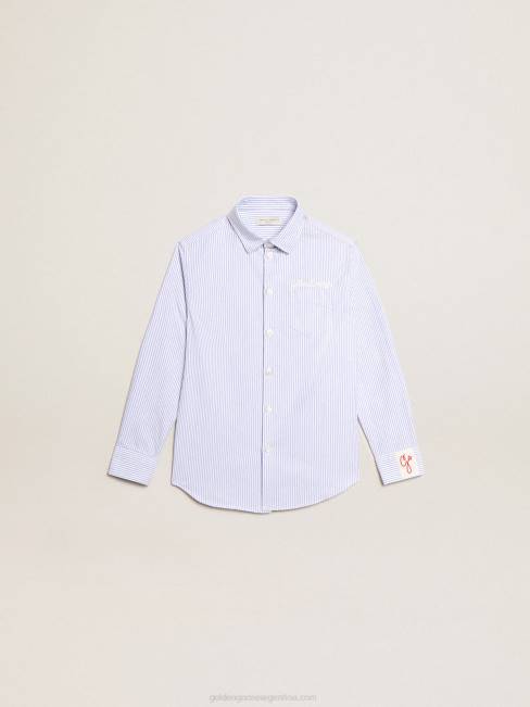 Golden Goosecamisa de niño con rayas celestes 6846889
