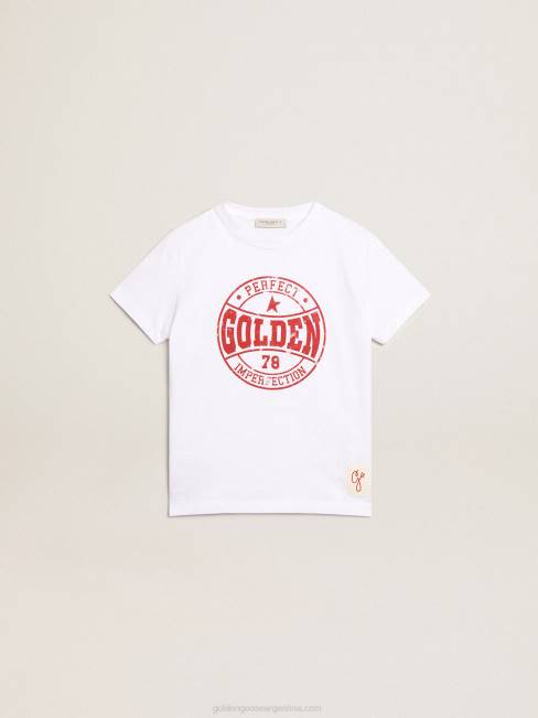 Golden Goosecamiseta de niño blanca con logo rojo estampado en el centro 6846902