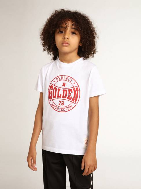 Golden Goosecamiseta de niño blanca con logo rojo estampado en el centro 6846902