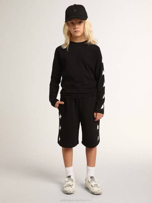 Golden Goose niños Bermudas colección estrellas negras con estrellas blancas en contraste 6846887