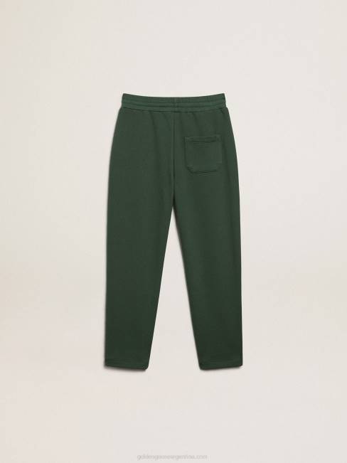 Golden Goose niños Pantalón jogging colección star verde intenso con estrellas blancas a contraste 6846911