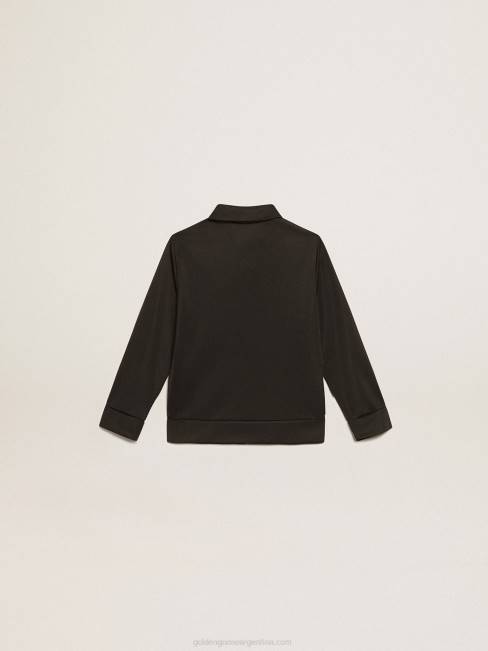 Golden Goose niños sudadera negra con cremallera y estrellas blancas en contraste 6846905