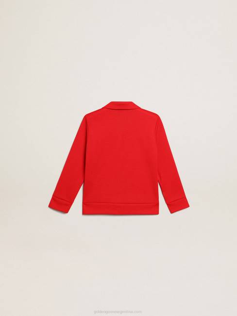 Golden Goose niños sudadera roja con cremallera y estrellas rojas en contraste 6846903
