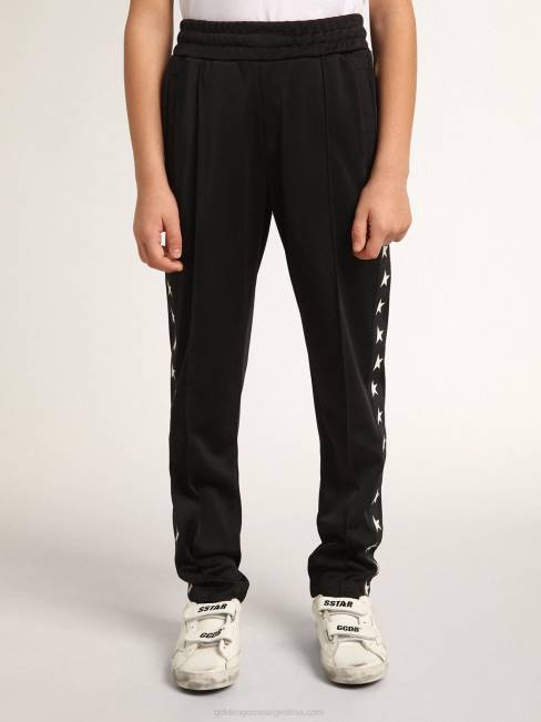 Golden Goose niños joggers negros con estrellas a los lados 6846877