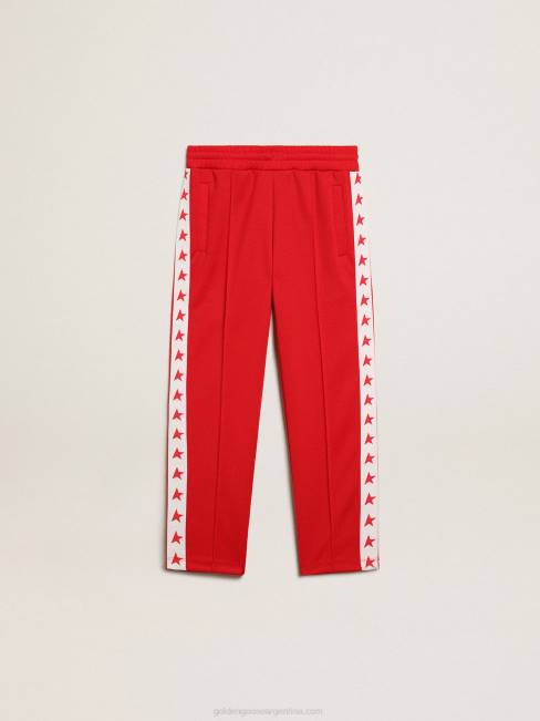Golden Goose niños joggers rojos con estrellas a los lados 6846882