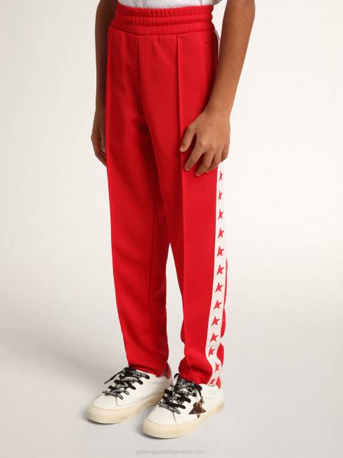 Golden Goose niños joggers rojos con estrellas a los lados 6846882