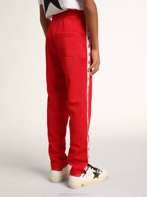 Golden Goose niños joggers rojos con estrellas a los lados 6846882