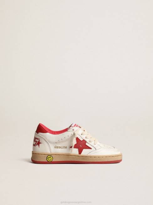 Golden Goose niños ball star júnior de napa con estrella de piel roja y refuerzo del talón 6846848