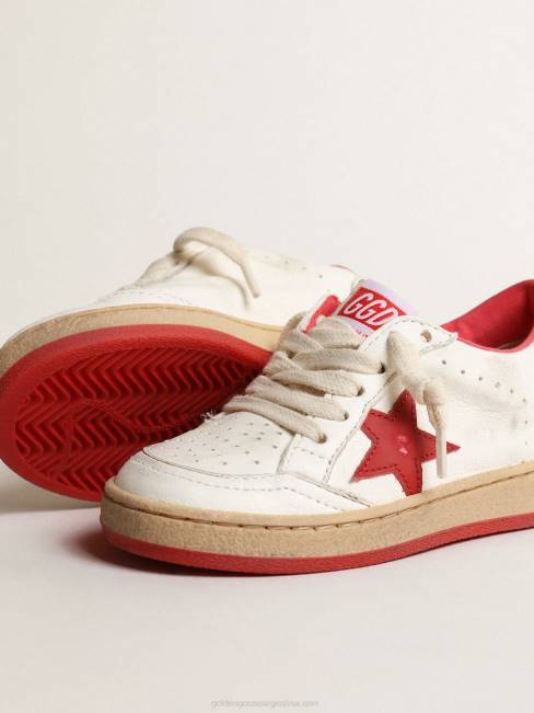 Golden Goose niños ball star júnior de napa con estrella de piel roja y refuerzo del talón 6846848