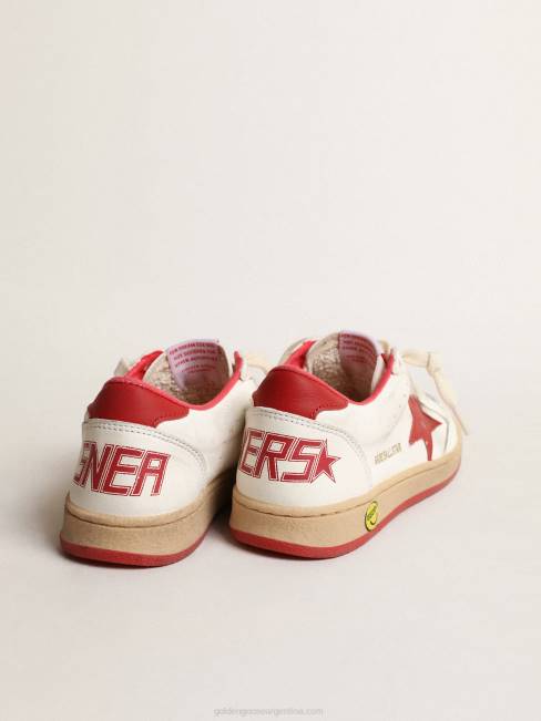 Golden Goose niños ball star júnior de napa con estrella de piel roja y refuerzo del talón 6846848