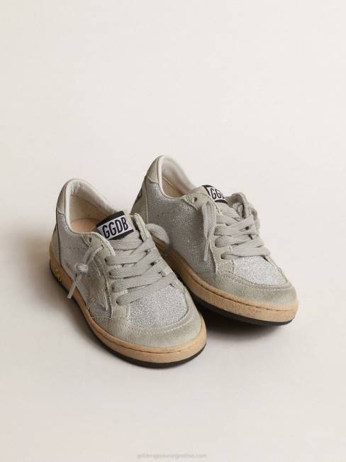 Golden Goose niños ball star young en purpurina con inserciones de ante gris hielo 6846866