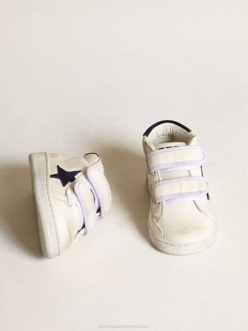 Golden Goose niños junio de napa con estrella de ante azul oscuro y refuerzo del talón 6846850