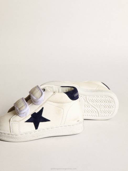 Golden Goose niños junio de napa con estrella de ante azul oscuro y refuerzo del talón 6846850