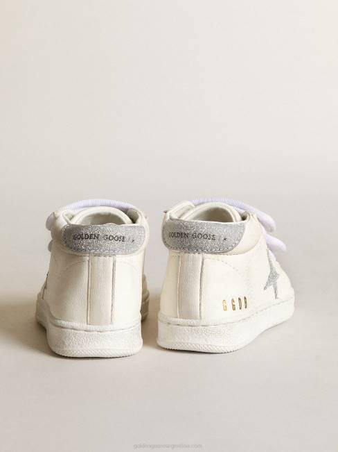 Golden Goose niños junio de napa con estrella de purpurina plateada y refuerzo del talón 6846851