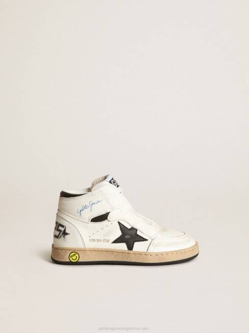 Golden Goose niños sky-star júnior de napa blanca con estrella de piel negra 6846847