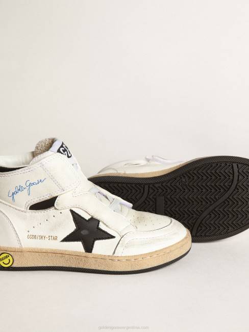 Golden Goose niños sky-star júnior de napa blanca con estrella de piel negra 6846847