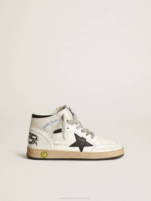 Golden Goose niños Zapatillas deportivas young sky-star de napa blanca con estrella de cuero negro y refuerzo en el talón 6846870
