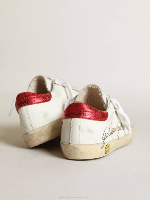 Golden Goose niños zapatillas deportivas young super-star con estrella de ante gris hielo y refuerzo del talón de piel metalizada roja 6846869