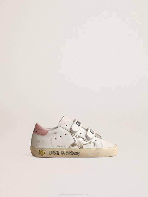 Golden Goose niños júnior old school con estrella de piel metalizada y refuerzo rosa en el talón 6846862