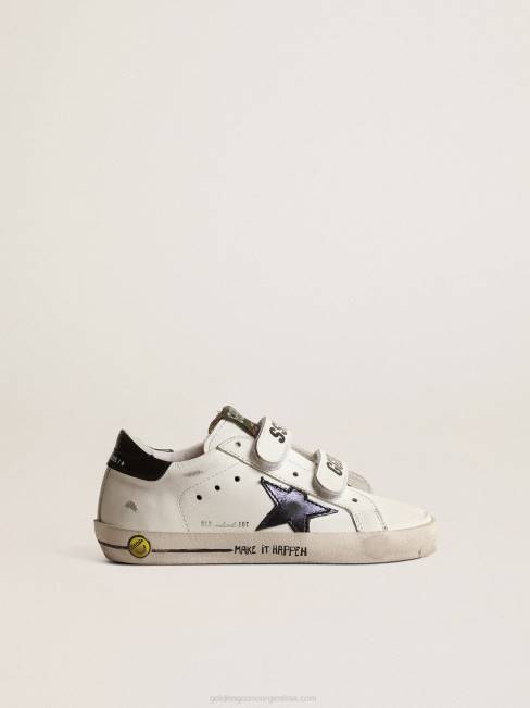 Golden Goose niños old school young con estrella de piel metalizada y talonera negra 6846876