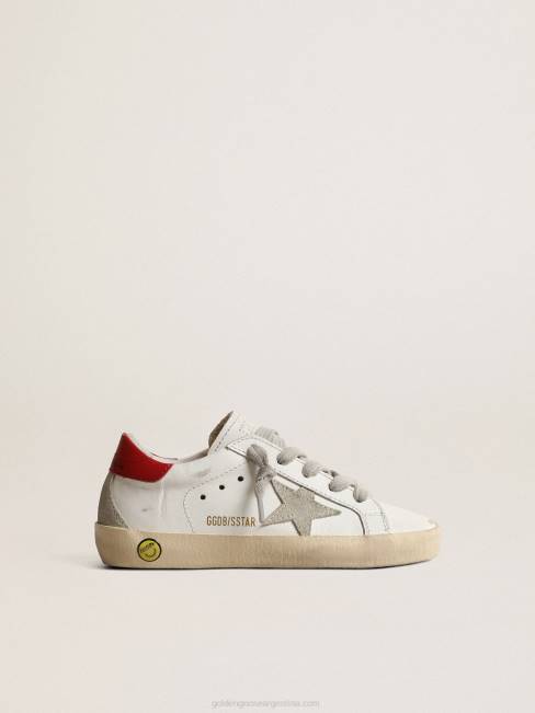 Golden Goose niños super-star young con estrella de ante y tirador de cuero rojo en el talón 6846863