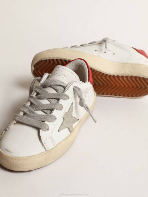 Golden Goose niños super-star young con estrella de ante y tirador de cuero rojo en el talón 6846863