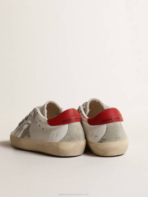 Golden Goose niños super-star young con estrella de ante y tirador de cuero rojo en el talón 6846863