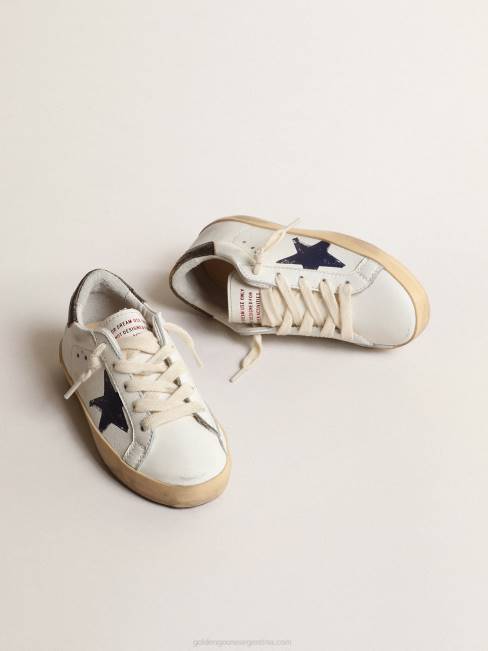 Golden Goose niños super-star young en napa con estrella estampada y refuerzo negro en el talón 6846875