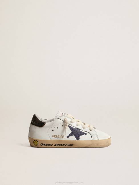 Golden Goose niños super-star júnior de napa con estrella estampada y talonera negra 6846853